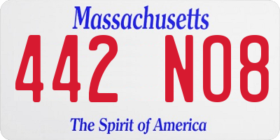 MA license plate 442NO8