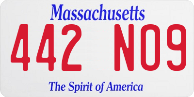 MA license plate 442NO9