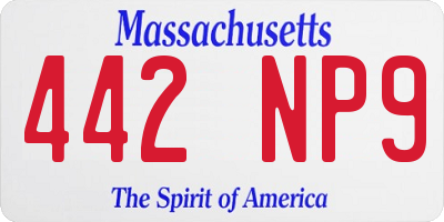 MA license plate 442NP9