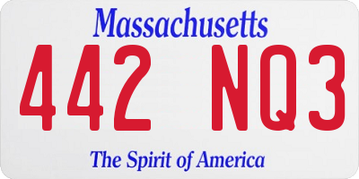 MA license plate 442NQ3