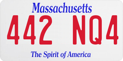 MA license plate 442NQ4