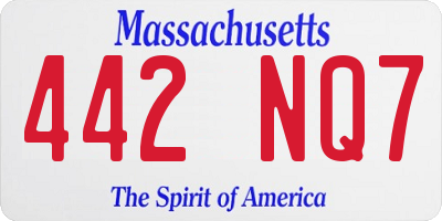 MA license plate 442NQ7