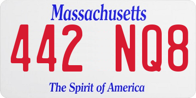 MA license plate 442NQ8