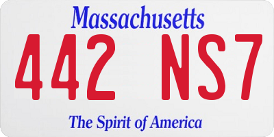 MA license plate 442NS7