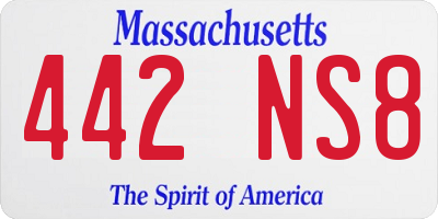 MA license plate 442NS8