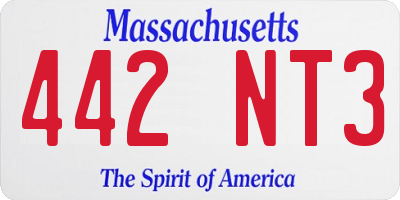 MA license plate 442NT3