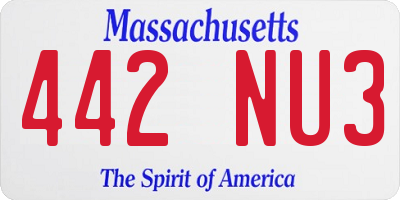 MA license plate 442NU3