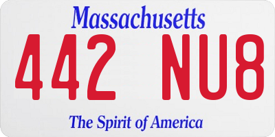MA license plate 442NU8