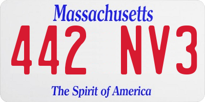 MA license plate 442NV3