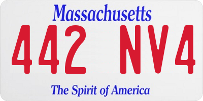MA license plate 442NV4