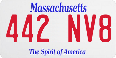 MA license plate 442NV8