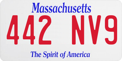 MA license plate 442NV9