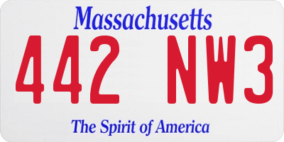 MA license plate 442NW3