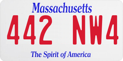 MA license plate 442NW4
