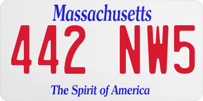 MA license plate 442NW5