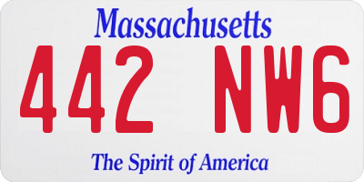 MA license plate 442NW6