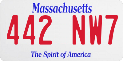 MA license plate 442NW7