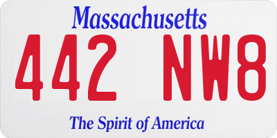 MA license plate 442NW8