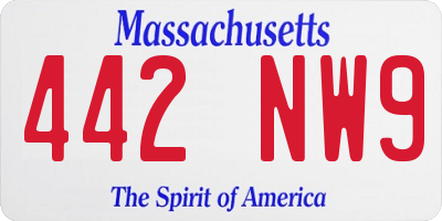 MA license plate 442NW9