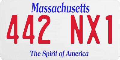 MA license plate 442NX1