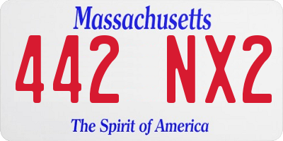 MA license plate 442NX2