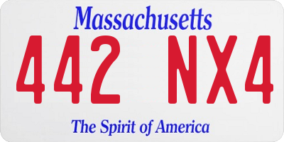 MA license plate 442NX4