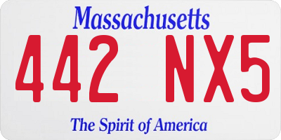 MA license plate 442NX5