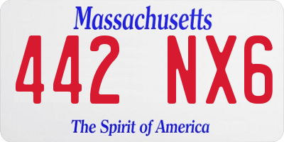 MA license plate 442NX6