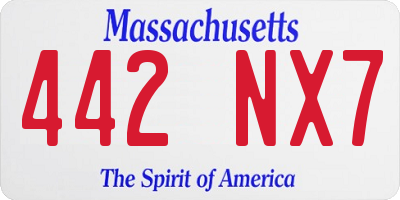 MA license plate 442NX7