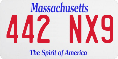MA license plate 442NX9