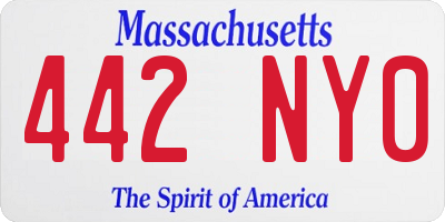 MA license plate 442NY0