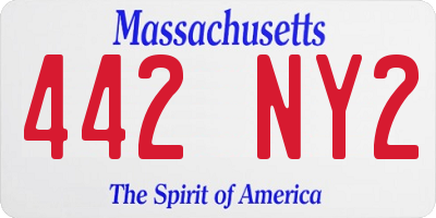 MA license plate 442NY2