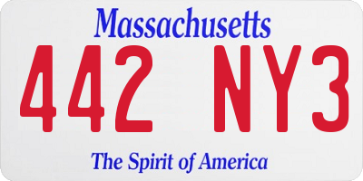 MA license plate 442NY3