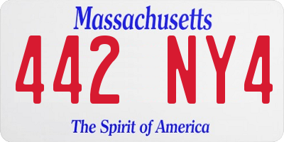 MA license plate 442NY4