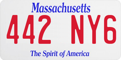 MA license plate 442NY6