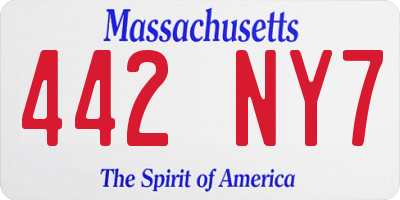 MA license plate 442NY7