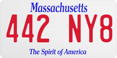MA license plate 442NY8