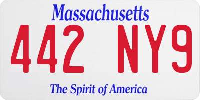 MA license plate 442NY9