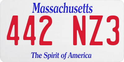 MA license plate 442NZ3