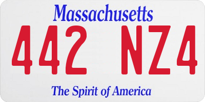 MA license plate 442NZ4