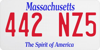 MA license plate 442NZ5