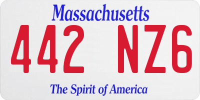 MA license plate 442NZ6