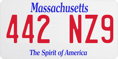 MA license plate 442NZ9