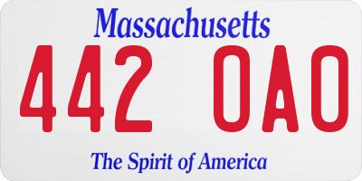 MA license plate 442OA0