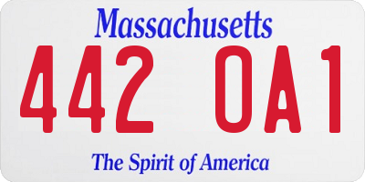 MA license plate 442OA1