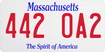 MA license plate 442OA2