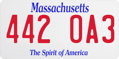 MA license plate 442OA3