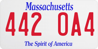MA license plate 442OA4