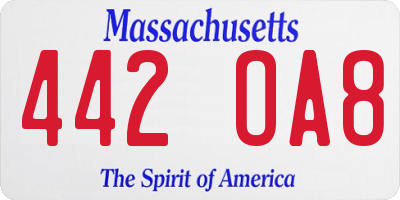 MA license plate 442OA8