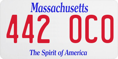 MA license plate 442OC0